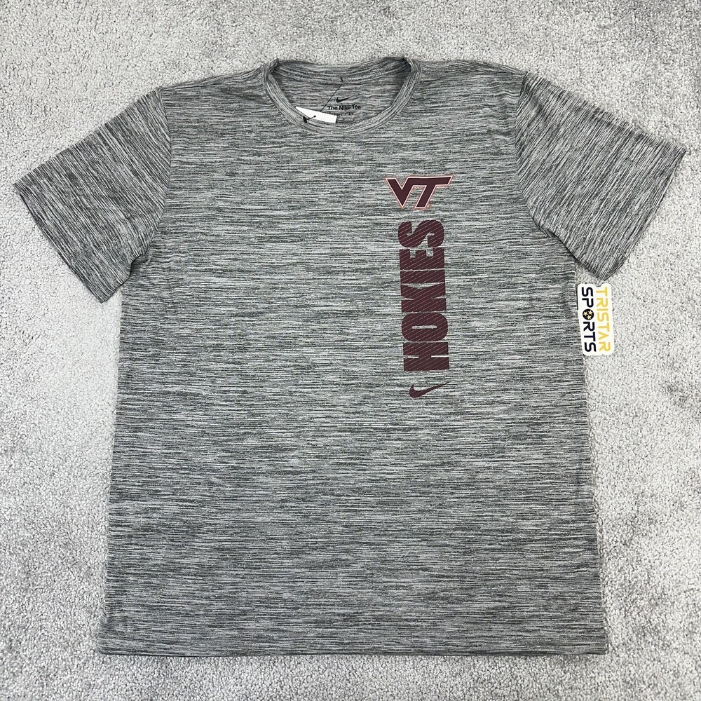 Virginia Tech Hokies Shirt Mens Large Gray Football Nike Sideline Team Issue